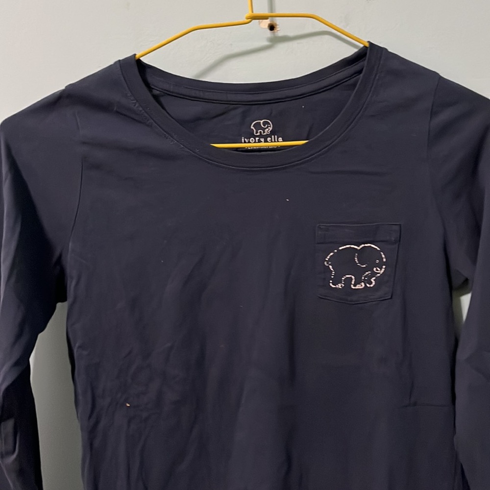 Ivory Ella Navy Blue Fitted Pocket T Shirt Size S - Picture 3 of 5